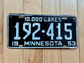 1953 Minnesota License Plate