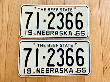 Pair of 1965 Nebraska License Plates