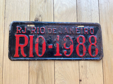 1988 Rio De Janeiro Novalty License Plate