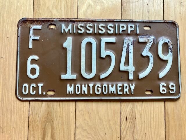 1969 Mississippi Montgomery County License Plate