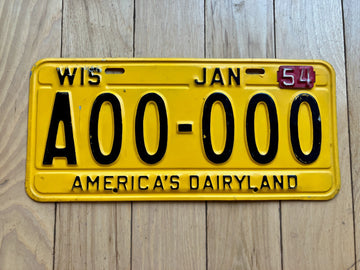 1954 Wisconsin Sample License Plate
