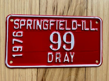 1976 Springfield Illinois Dray Truck License Plate - Low Number