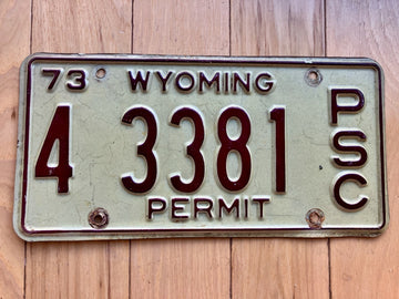 1973 Wyoming Permit PSC License Plate