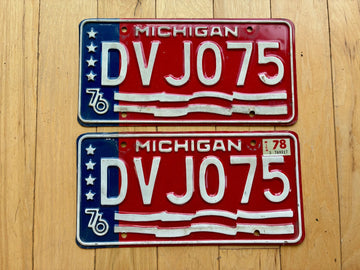 1976 Pair of Michigan License Plates W/ 1978 Tab