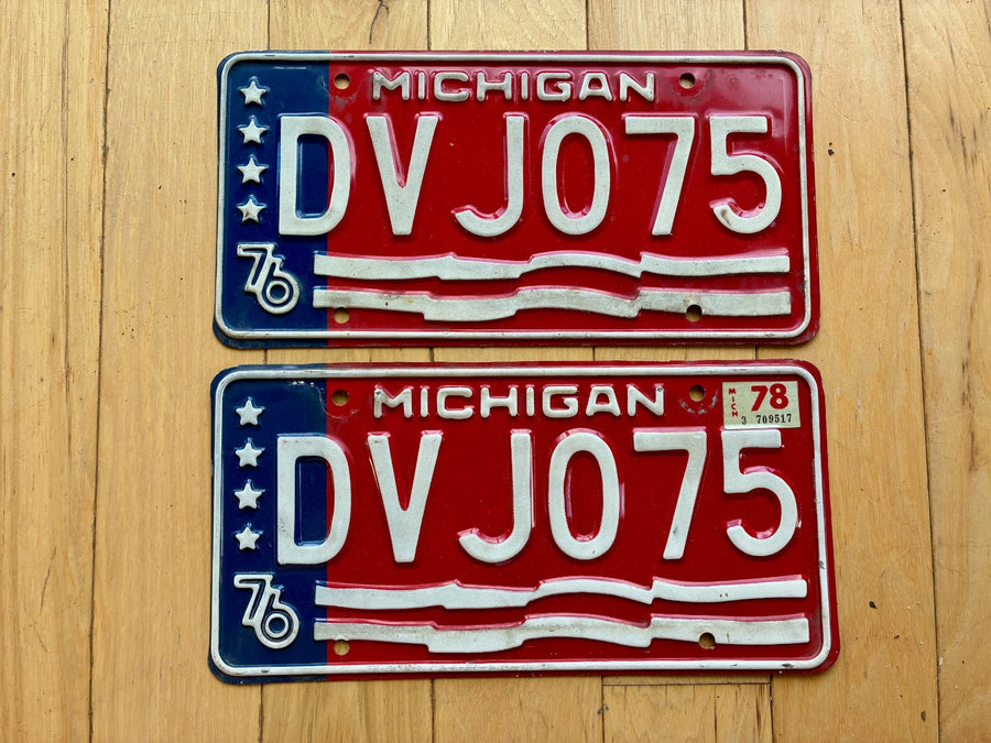 1976 Pair of Michigan License Plates W/ 1978 Tab