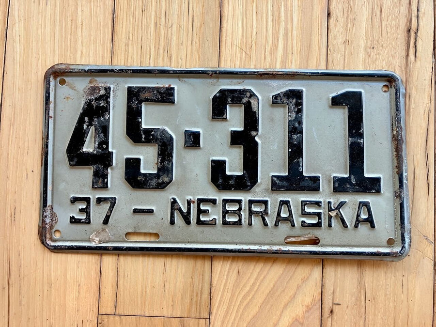 1937 Nebraska License Plate