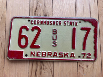 1972 Nebraska Bus License Plate