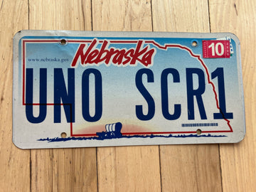 2009 Nebraska Vanity License Plate - UNO SCR1 - One Scary 1?