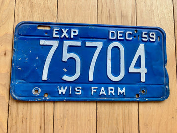 1959 Wisconsin Farm License Plate
