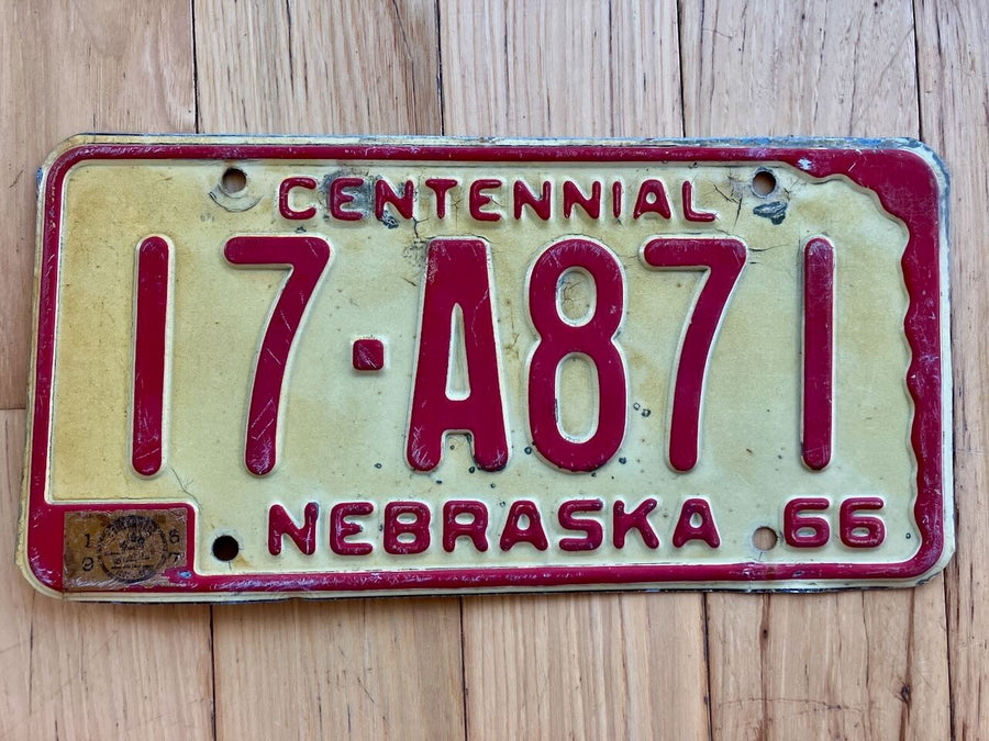 1966 Nebraska Centennial License Plate