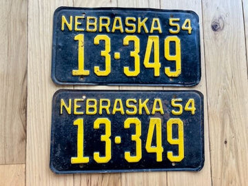 Pair of 1954 Nebraska License Plates