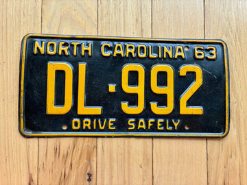 1963 North Carolina License Plate