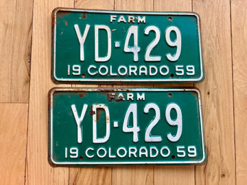 Pair of 1959 Colorado Farm License Plates