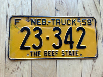 1958 Nebraska Farm Truck License Plate