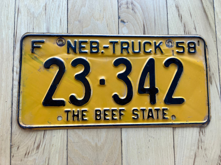 1958 Nebraska Farm Truck License Plate