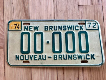 1972/1974 New Brunswick Sample License Plate