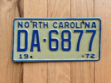 1972 North Carolina License Plate
