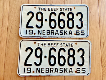 Pair of 1965 Nebraska License Plates
