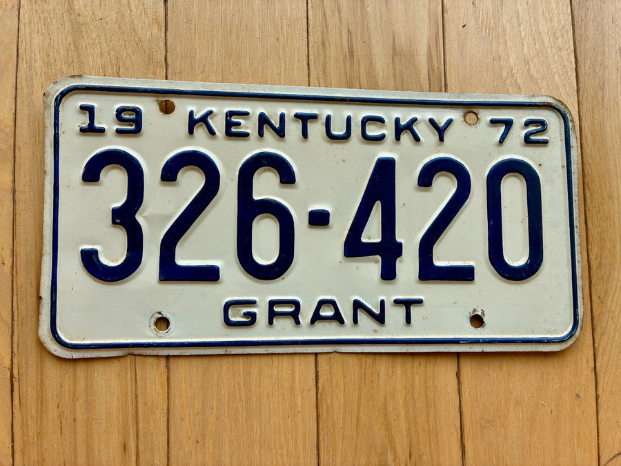 1972 Grant County Kentucky license plate