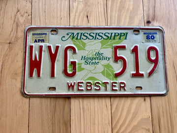 1980 Mississippi Webster County License Plate