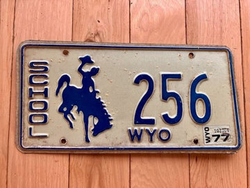 1977 Wyoming School License Plate