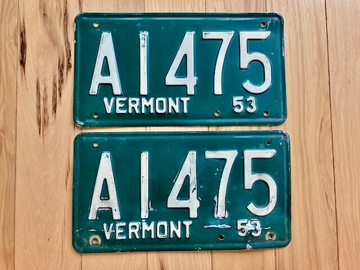 Pair of 1953 Vermont License Plates