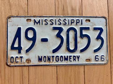 1966 Mississippi Montgomery County License Plate
