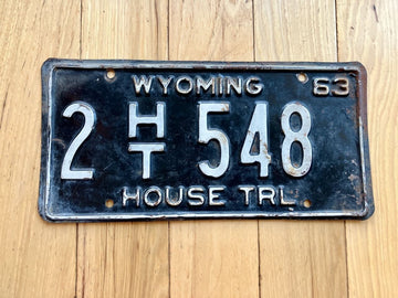 1963 Wyoming House Trailer License Plate