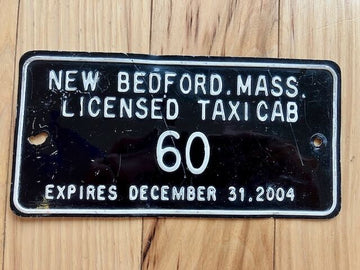 2004 New Bedford Massachusetts Taxi Cab License Plate