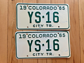 Pair of 1965 Colorado City Tractor License Plates