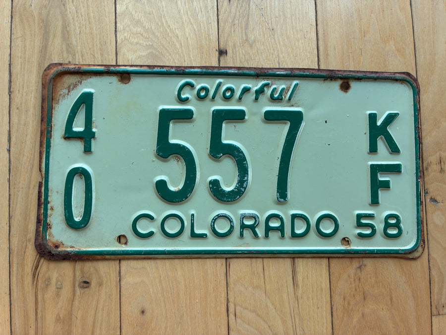 1958 Colorado License Plate