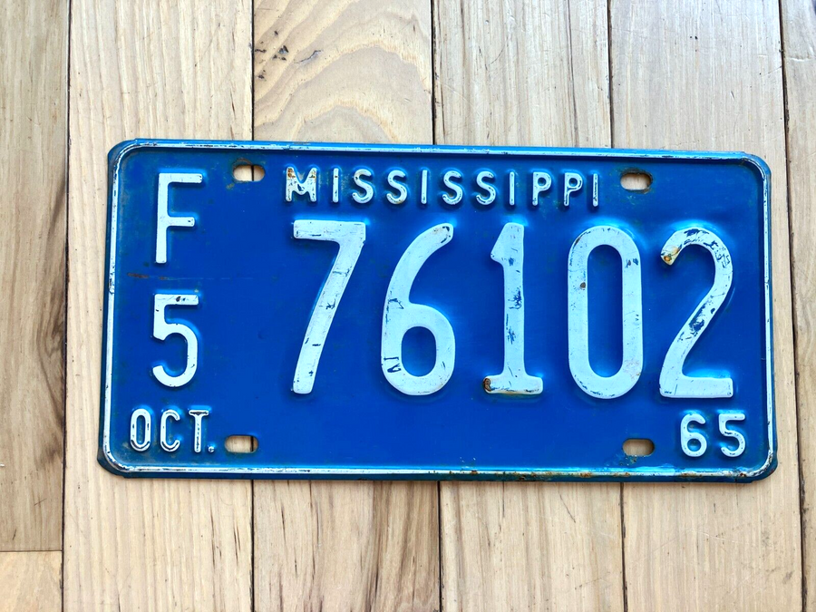 1965 Mississippi F5 License Plate