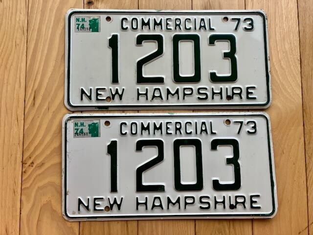 1973 New Hampshire License Plate Pair