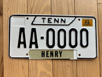 1968 Tennessee Henry County Sample License Plate