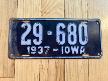 1937 Iowa License Plate