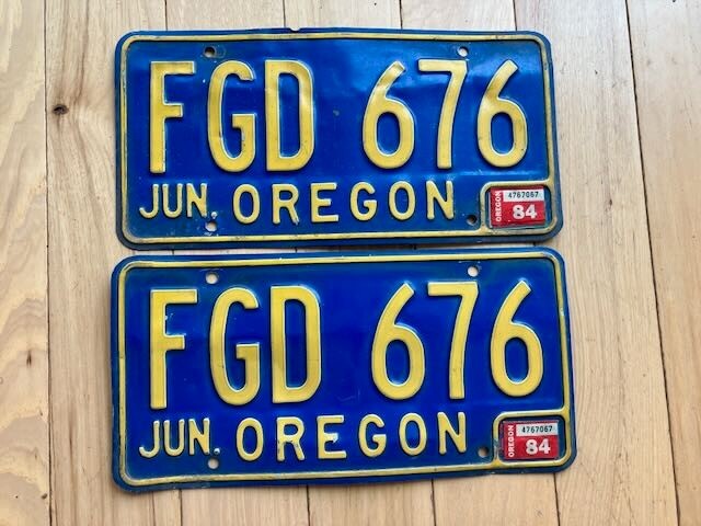Pair of 1984 Oregon License Plates