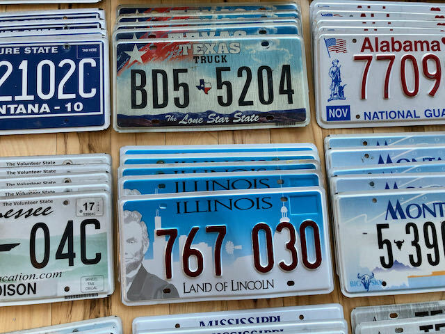 Lot of 100 License Plates- 20 Versions, 5 of Each in Craft Condition