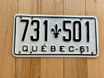 1961 Quebec License Plate