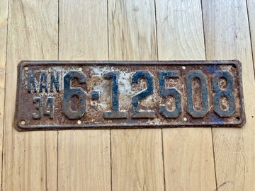 1934 Kansas License Plate