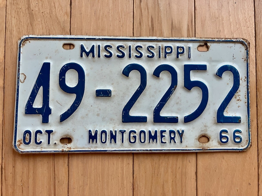 1966 Mississippi Montgomery County License Plate