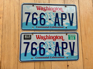 1988 Pair of Washington State License Plates - Check With DOL First For YOM