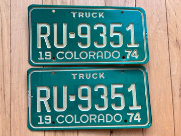 Pair of 1974 Colorado Truck License Plates