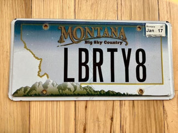 2017 Montana License Plate - Vanity Plate / LBRTY8