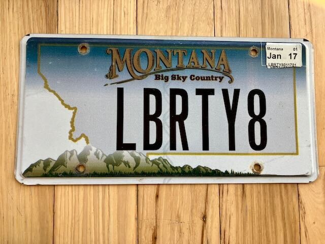 2017 Montana License Plate - Vanity Plate / LBRTY8