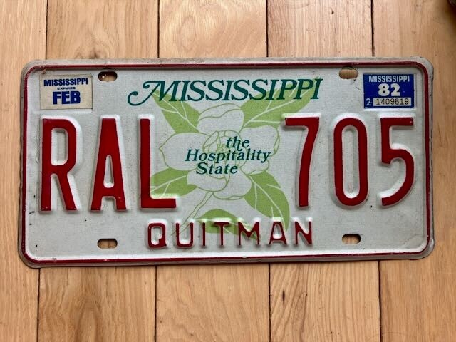 1982 Mississippi Quitman County License Plate