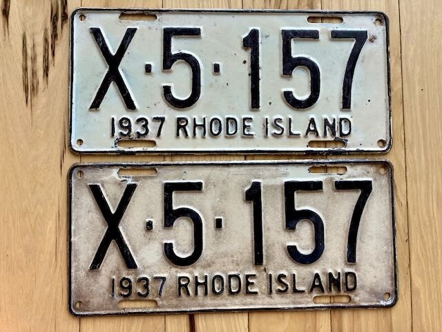 Pair of 1937 Rhode Island License Plates