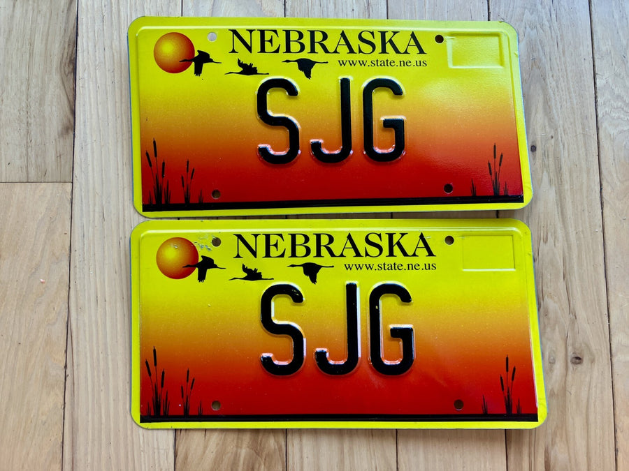 2005 Nebraska Pair of Vanity License Plates - SJG