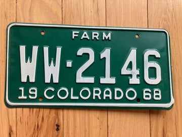 1968 Colorado Farm License Plate