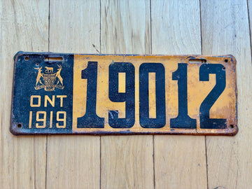 1919 Ontario License Plate