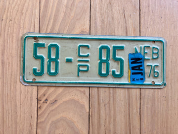 1976 Nebraska Cabin Permit License Plate